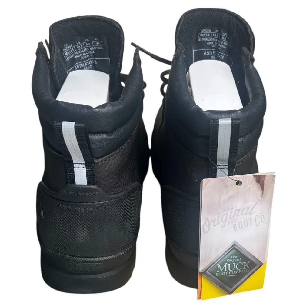 Muck Boot Chore Farm Leather Comp Toe 6” Lace Up Chelsea Boot Waterproof Black